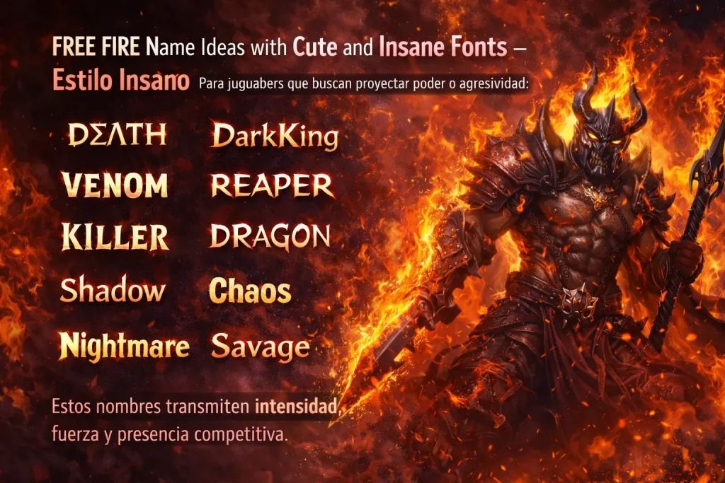 Free Fire Name Ideas with Cute and Insane Fonts – Estilo Insano