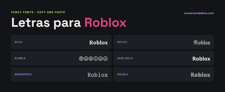 Letras para Roblox: fancy fonts converter and where they work on Roblox, from bios to display names